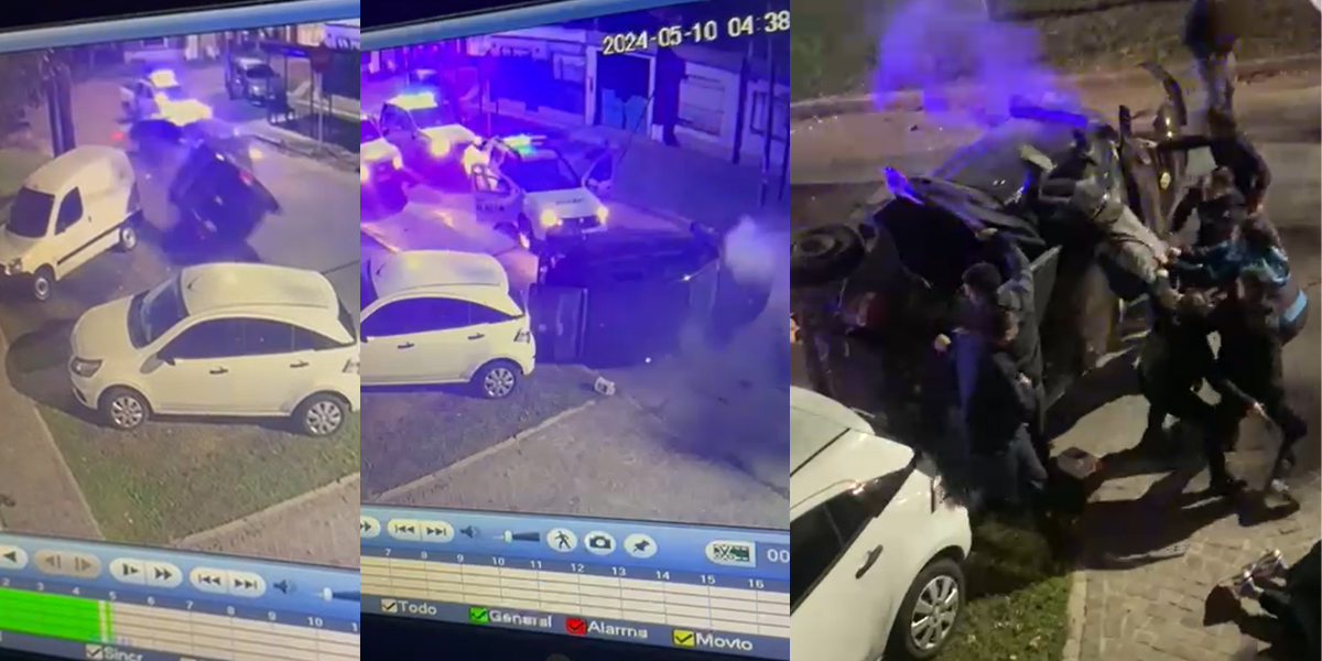 Los videos de la feroz persecución que empezó en Ituzaingó y terminó con  un vuelco en Castelar