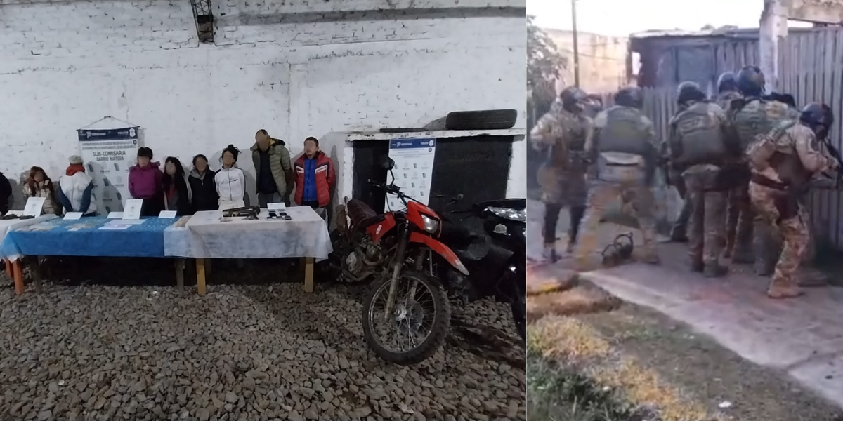 Ocho detenidos por narcotráfico en Merlo: cayeron con armas y motos robadas