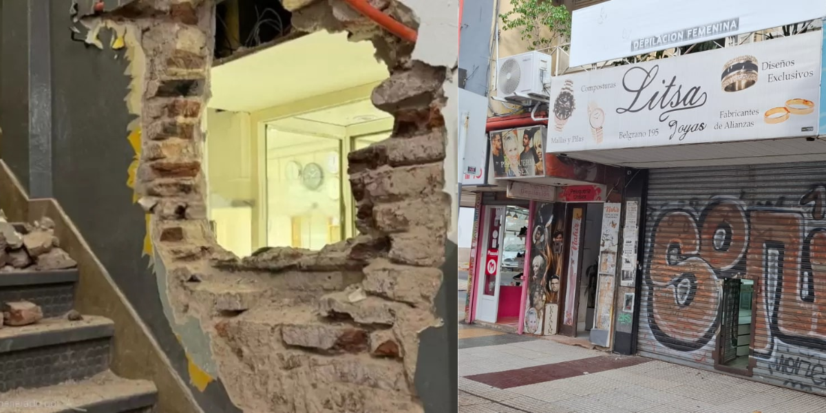 Morón: boquete y robo millonario a joyería en pleno centro