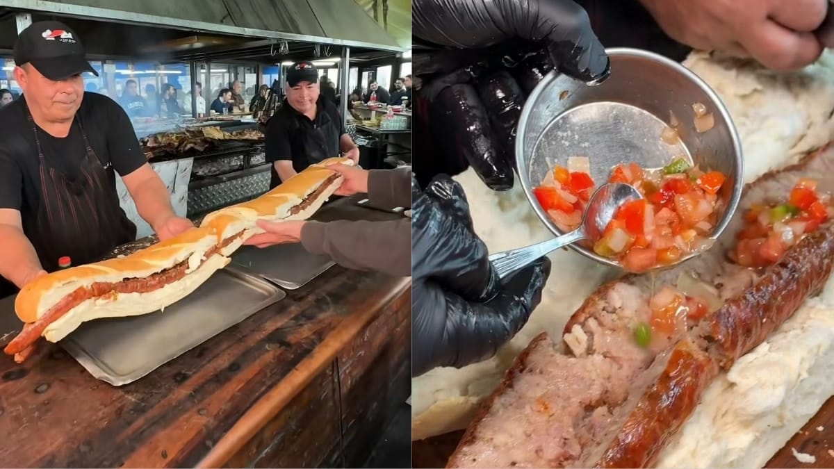 Una parrilla de Ituzaingó se volvió viral por sus choripanes de un metro
