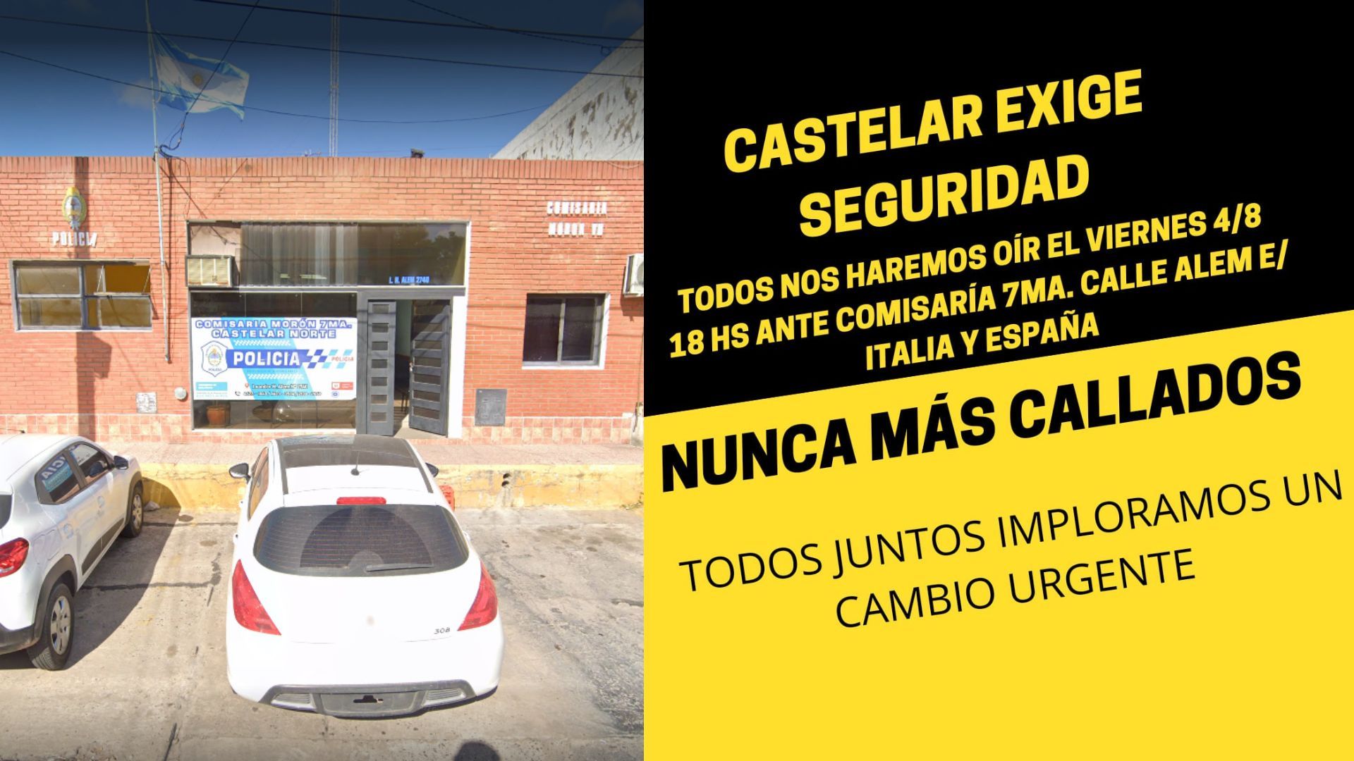 Castelar: esta tarde habrá una marcha a la Comisaría 7° para pedir más seguridad