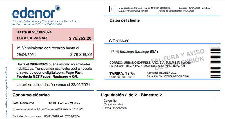 Comienzan a llegar las facturas de Edenor al Conurbano: Impagables