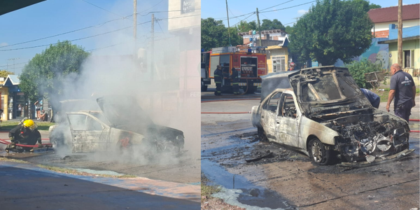 Ituzaingó: Se incendió un auto  en un semáforo y quedó destruido