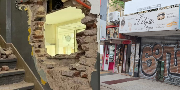 Morón: boquete y robo millonario a joyería en pleno centro