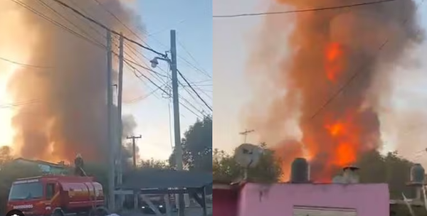 Explosiones e  incendio en un depósito de garrafas en Merlo